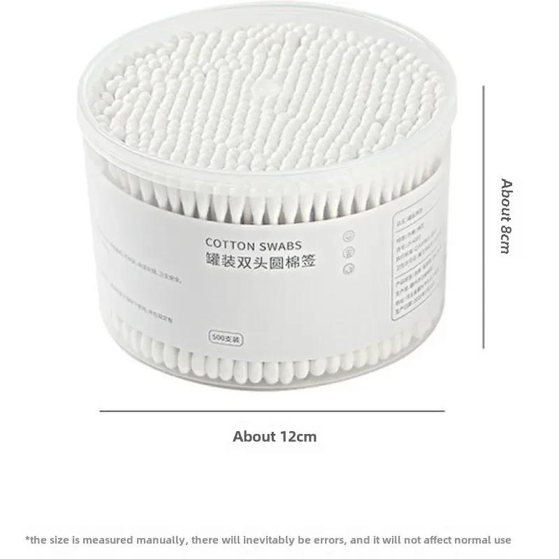 500pcs Disposable Cotton Swab Box With Double End Round Head For Makeup And Makeup Removal Daily Cleaning Pet Care Multi-purpose
