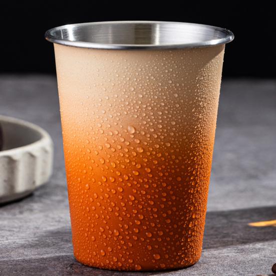 Yousheng Stainless Steel Cup, Reusable with Gradient Color Camping Cup, Frosted Texture Lightweight Beer Cup for Outdoor Picnic