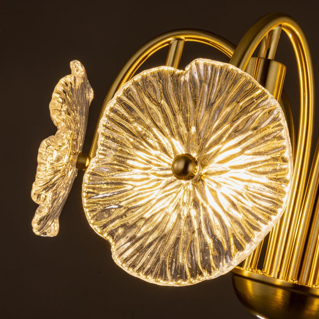 Chende Lotus Leaf Pendant Light, Glass, Nordic Ceiling Lighting Chandelier, 6 Lights, LED Compatible, Stylish, Japanese-Style Floral Lotus Leaf