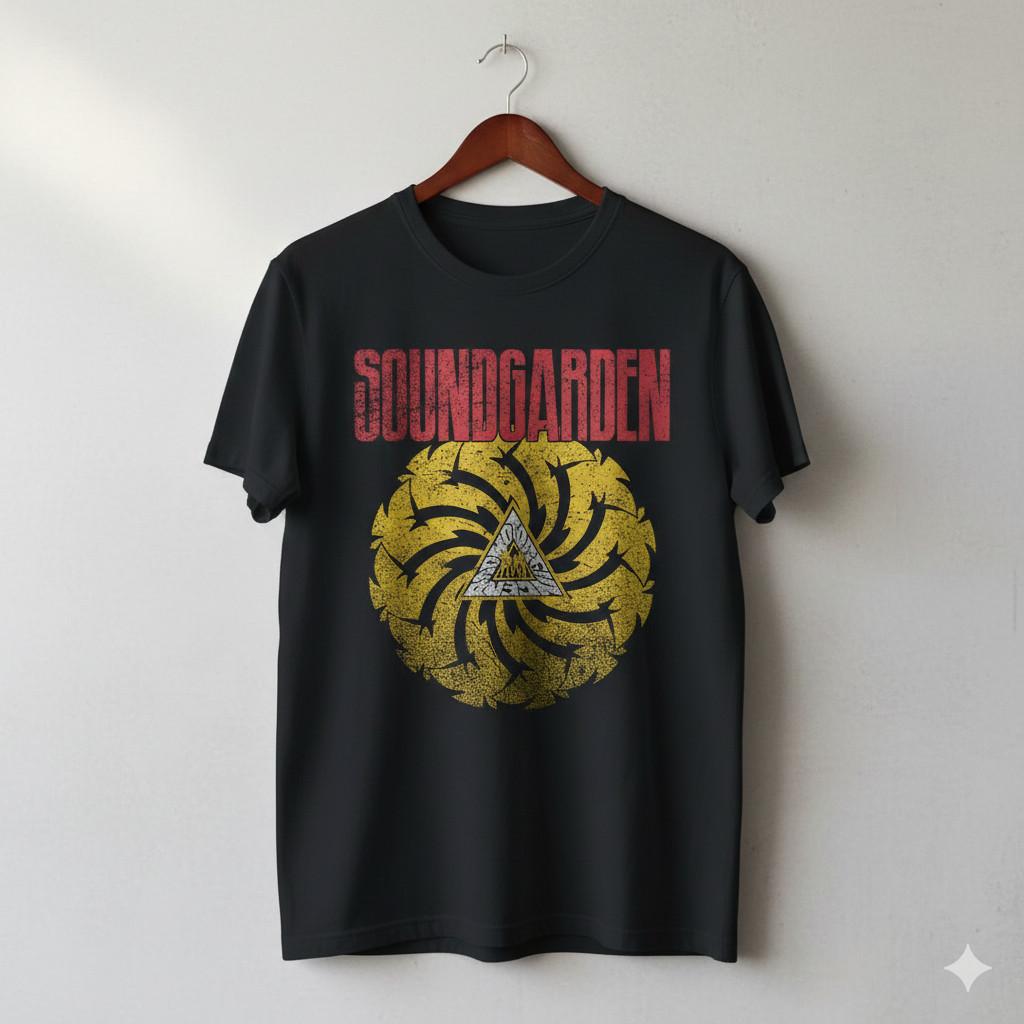 Soundgarden Badmotorfinger Spiral Logo Black Grunge Rock T-Shirt - T076 M