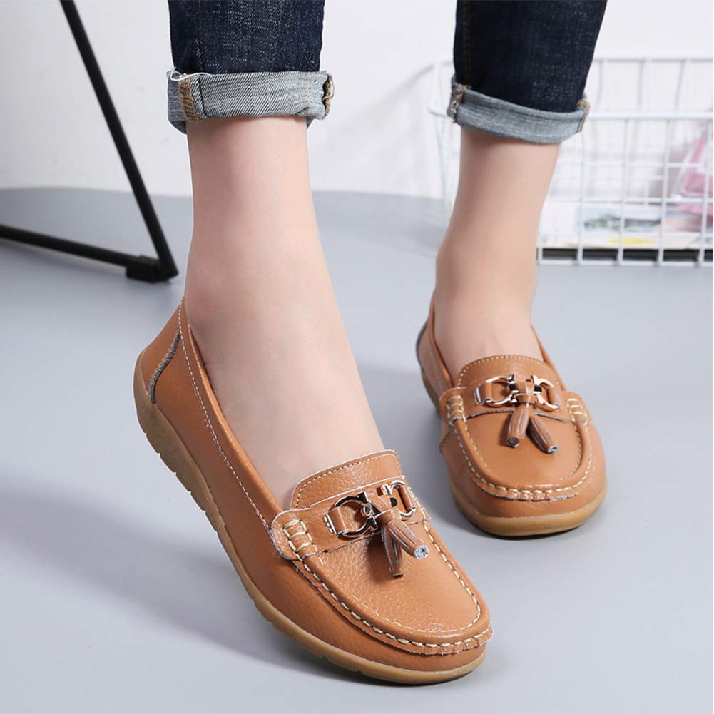 Nomioce Genuine Soft and Mom Nurse Casual Driving Size Women's Moccasins, Loafers, Pumps, Flats, Slip-On Sandals, Leather, Comfortable, Shoes, Shoes,