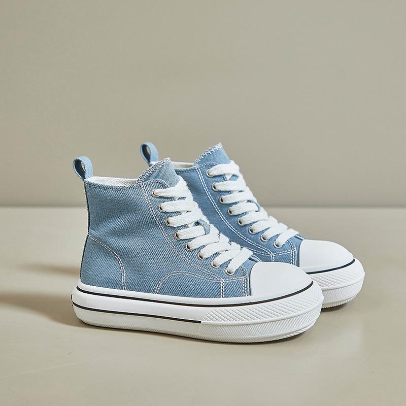 Plátěné tenisky na platformě pro ženy Šněrovací běžecká vycházková obuv Tenisky Ležérní Prodyšné tenisky Nazouváky Lehké vysoké plátěné boty