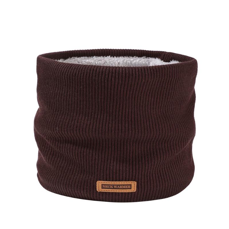 Winter Men's Knitted Scarf Warm Scarf Outdoor Cold Riding Velvet Women's Thickened Neck Cover Solid Color Versatile