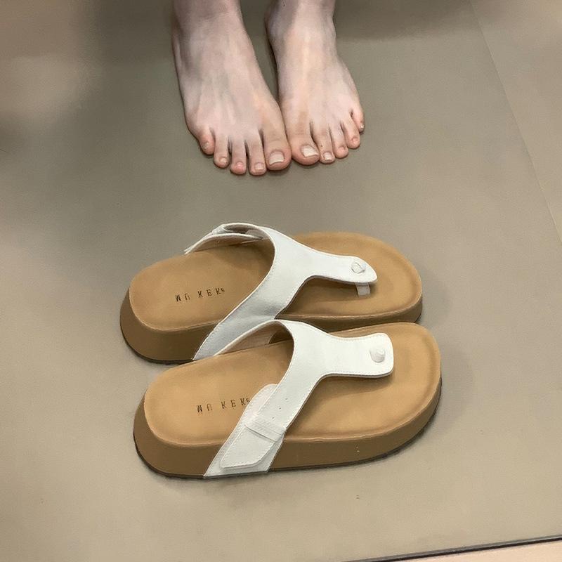 

2025 new thick-soled toe beach shoes women wear open-toed cool slippers lazy women cool flip-flops 39 абрикосовый