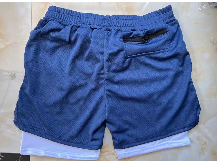 Men's Multi-Pocket Double-Layer Running Shorts for Outdoor Sports