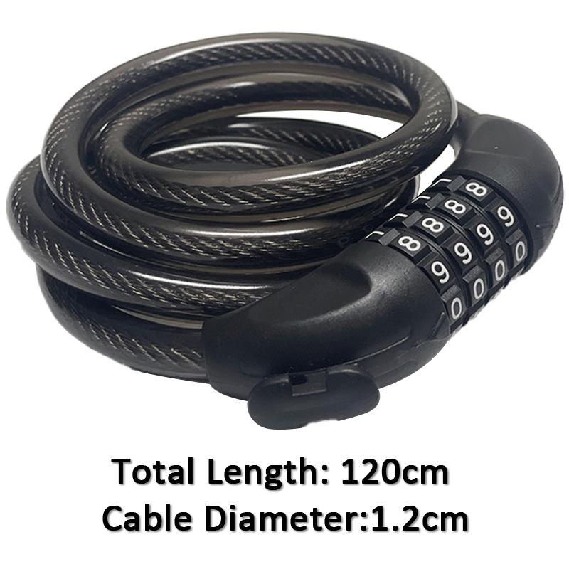 Portable Anti-theft 4 Digit Combination Password Steel Lock Bicycle Bike Motorcycle Electric Scooter Accessories Cable Lock Cable Lock