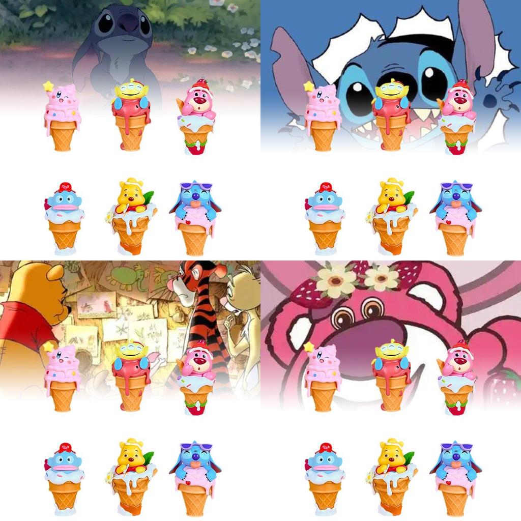 Adorable Disney Winnie The Pooh Strawberry Ice Cream Cosplay Doll Set 9.5cm Pvc