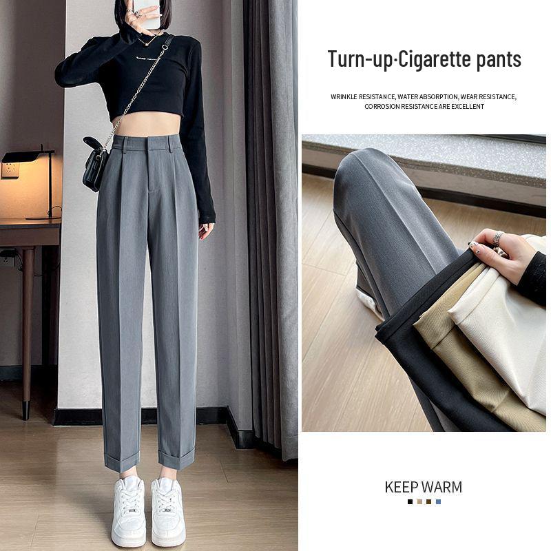 

Women s High-Waisted Slimming Cigarette Pants - 2026 Spring/Autumn Collection 2XL (130-145 lb) сірий колір