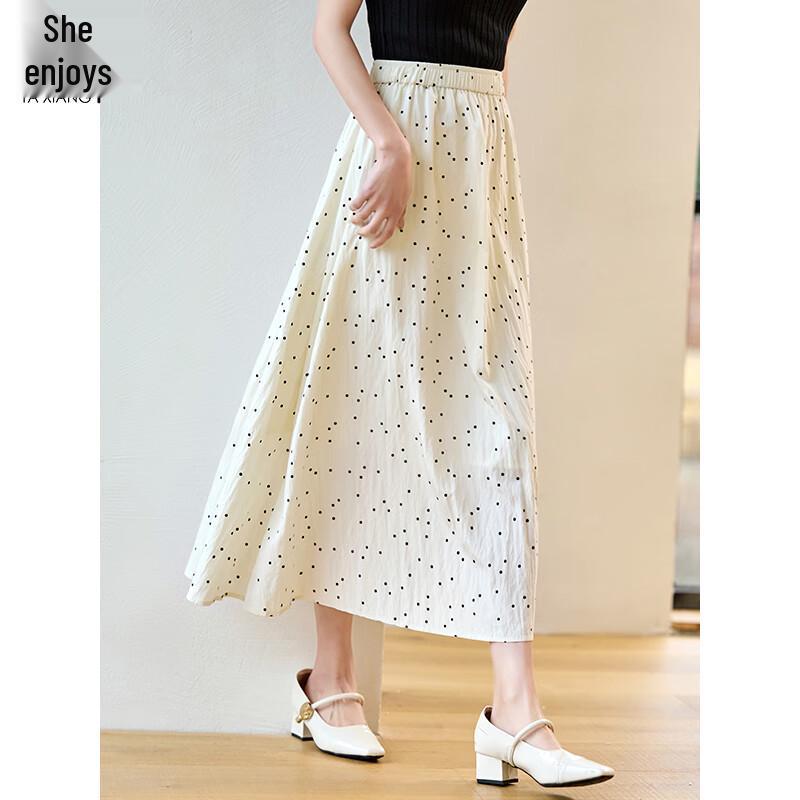 Elegant High-Waist Polka Dot A-Line Skirt