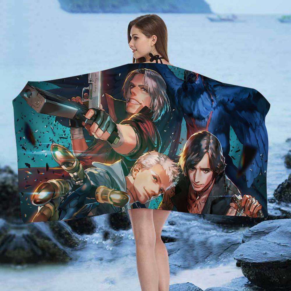 Game D-Devil M-May C-Cry Microfiber Printed Beach Towel Mountain Climbing Yoga Beach Swimming Running Absorbent Soft Towel