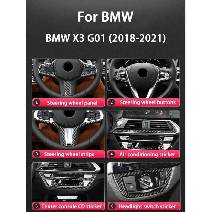 For BMW X3 G01 2018- Carbon Fiber Seat Adjustment Button Decorative Sticker Interior Modification Accessories Luxury Upgrade