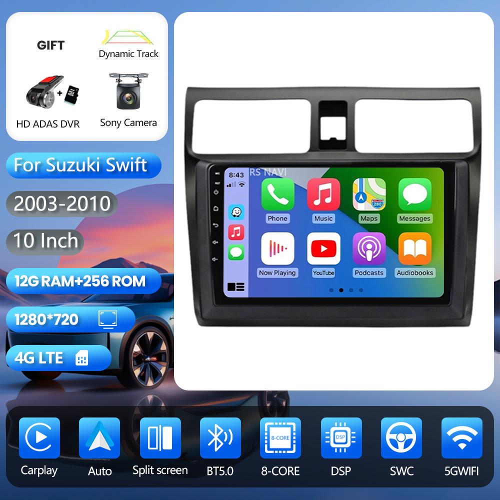 Android 16 for Suzuki Swift 2003 - 2010 Carplay Auto Radio Multimedia Player Car Radio GPS Stereo QLED Screen 360° Camera