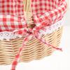 Wicker Storage Basket Red Plaid Linen Inner Handmade Fruit Vegetable Bread Storage Serving Picnic Basket Wedding Housewarming