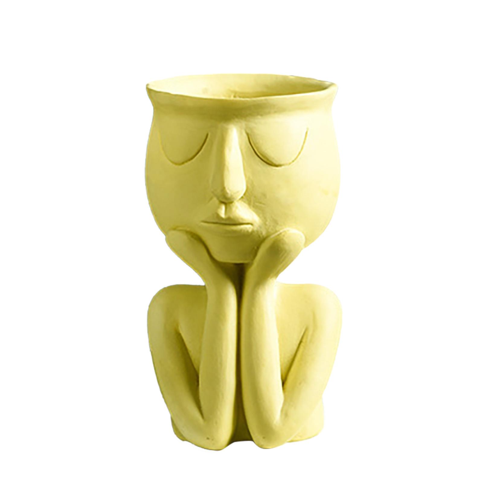 

Абстрактная скульптура человека, цветочный горшок из смолы, настольный контейнер для растений, ваза 17*10*10 cm жёлтый
