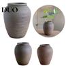 Elegant Tabletop Flower Vase Retro Round Ceramic Vase, Small Hydroponic Planter, Rustic Style Decorative Ornament Table Centerpiece for Artificial