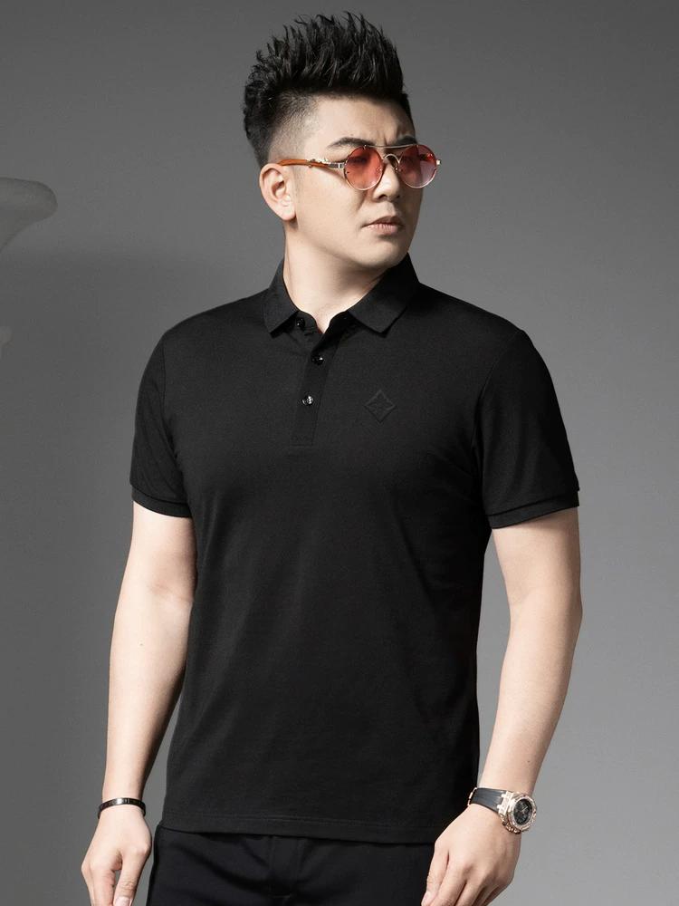 European Trendy Brand Embossed Polo Shirt for Men 2025 Summer New Style Half-Sleeve Casual Top with a Turn-Down Collar Short-Sleeve T-Shirt for Men