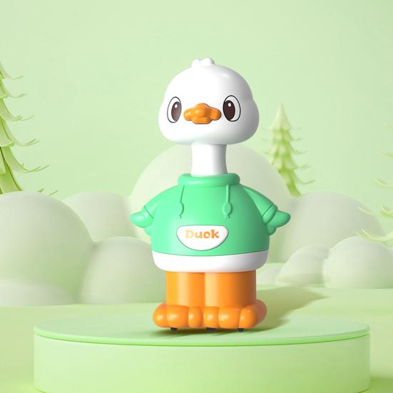 Kids Walking Duck Toy Press Go Inertial Drive Pull Back 360 Degrees Rotatable Head Duck