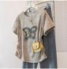 Korean Style Plus Size Casual T-Shirt: Waist-Cinching, Short-Sleeved, Versatile, Slim-Fitting Top for Summer