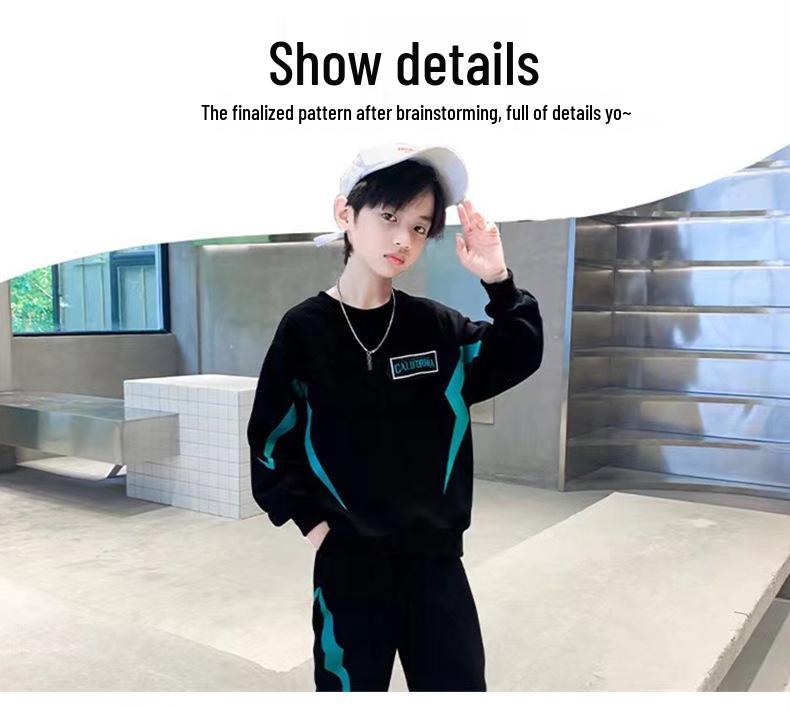 Boys' Spring & Autumn Long Sleeve Sportswear Set 2025 - Fashionable Two-Piece Outfit for Older Kids