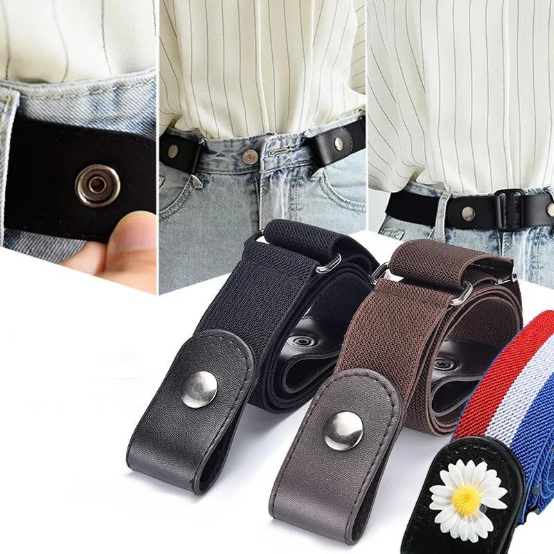 Lazy Belt Invisible Seamless Automatic Buckle Punching-free Elastic Belts for Men and Women Adjustable Belts Corset Belt