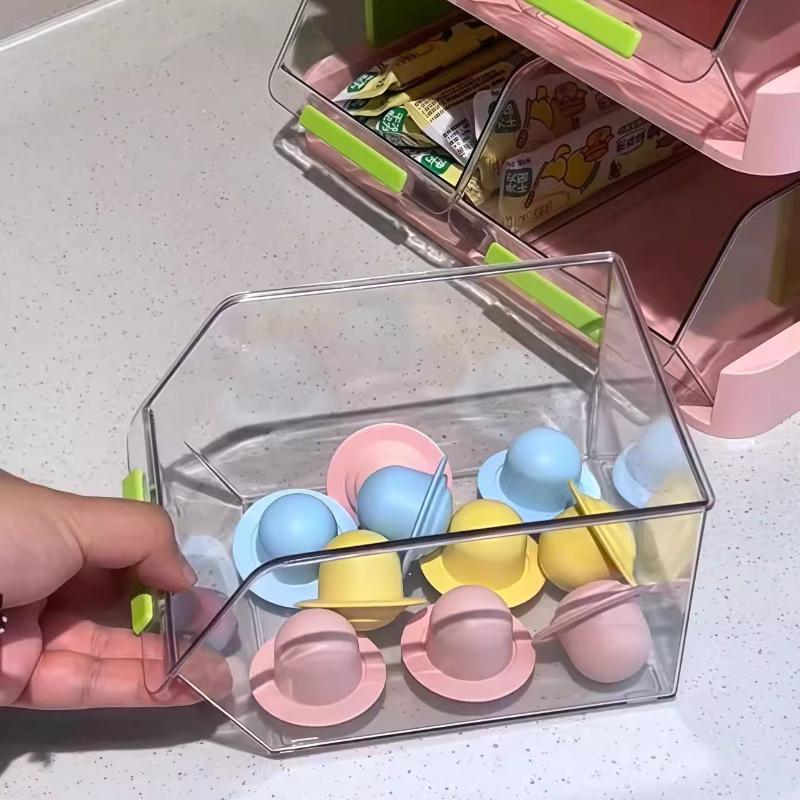 Tea Bag Storage Box Organizer Office Tea Room Desktop Transparent Drawer Box Storage Rack Large Capacity Bar Counter Coffee Rack