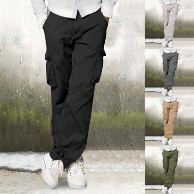 Men's Overalls Buttons Multi Pocket Casual Pants Hiking Pants Cotton Twill Pants
