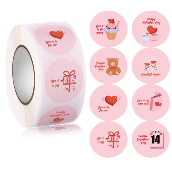 1 Roll Practical Label Charming Heart Tag Bright Color Shape Gift Packaging Label Tag