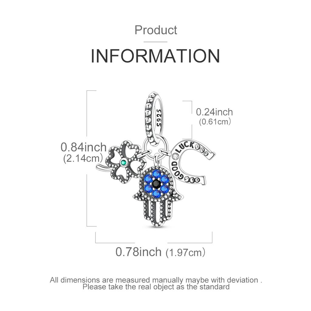 Dangle Charm Copper Palm Shamrock Horseshoe Authentic Zircon Pendant Compatible With Bracelets Necklaces Diy Fashion Jewellery