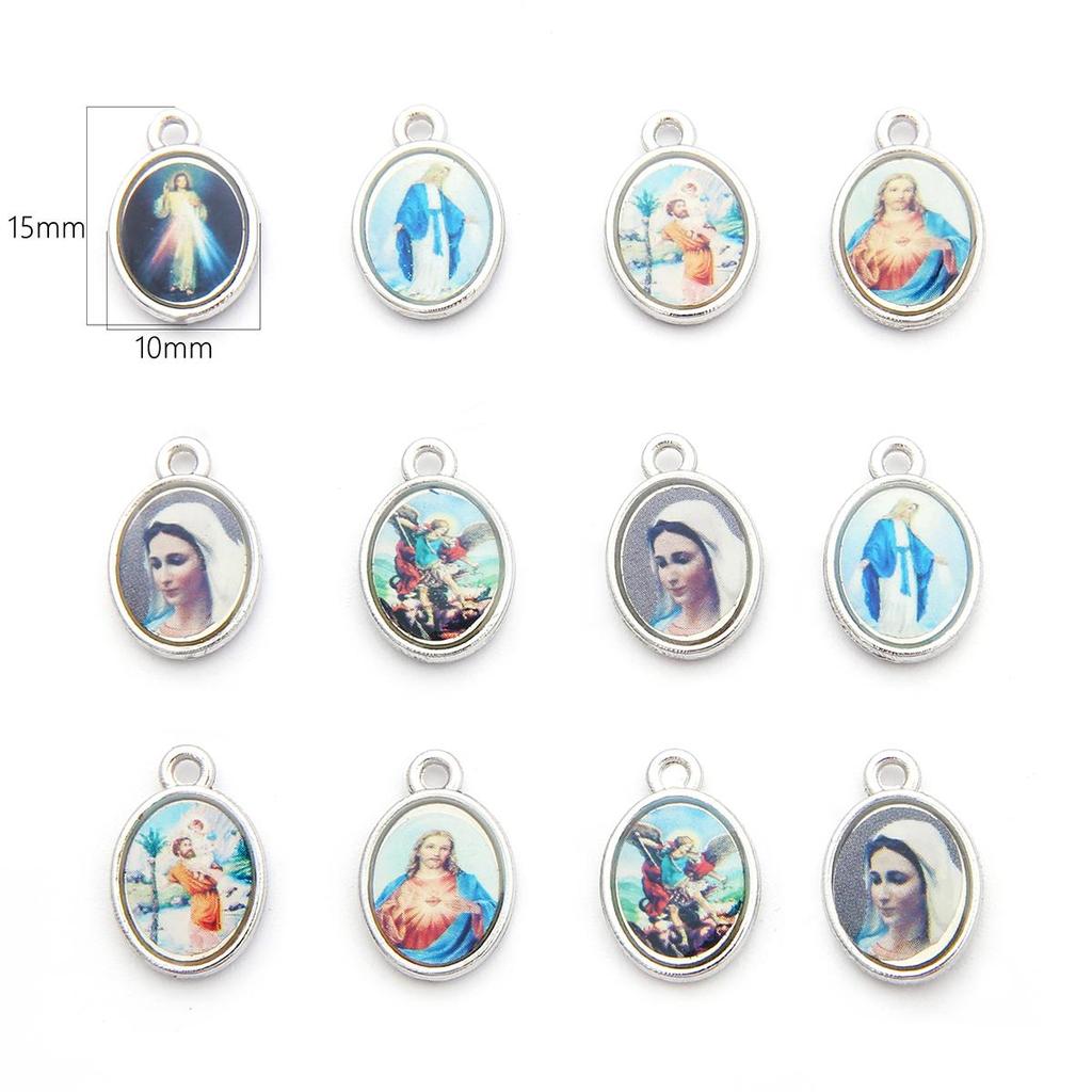 20Pcs Mix Jesus Series Drop Oil Alloy Pendants For Jewelry Component Making DIY Charm Decoration