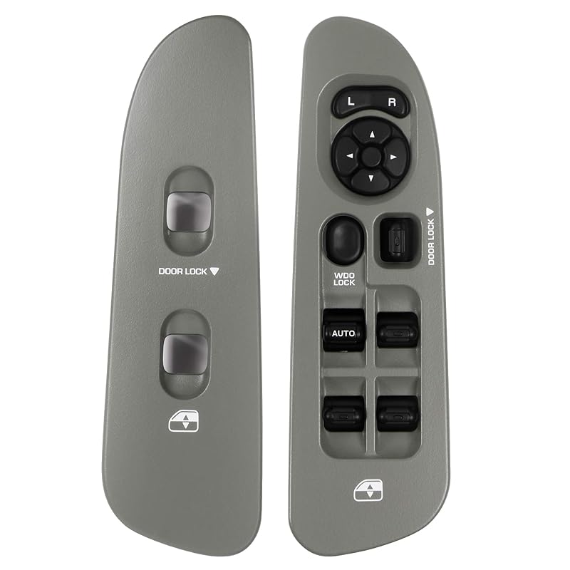 BASIKER Master Power Window Switch And Bezel Driver Side And Window Bezel Passenger Side Replacements For 2002-2010 Dodge Ram 1500 2500 3500, Black