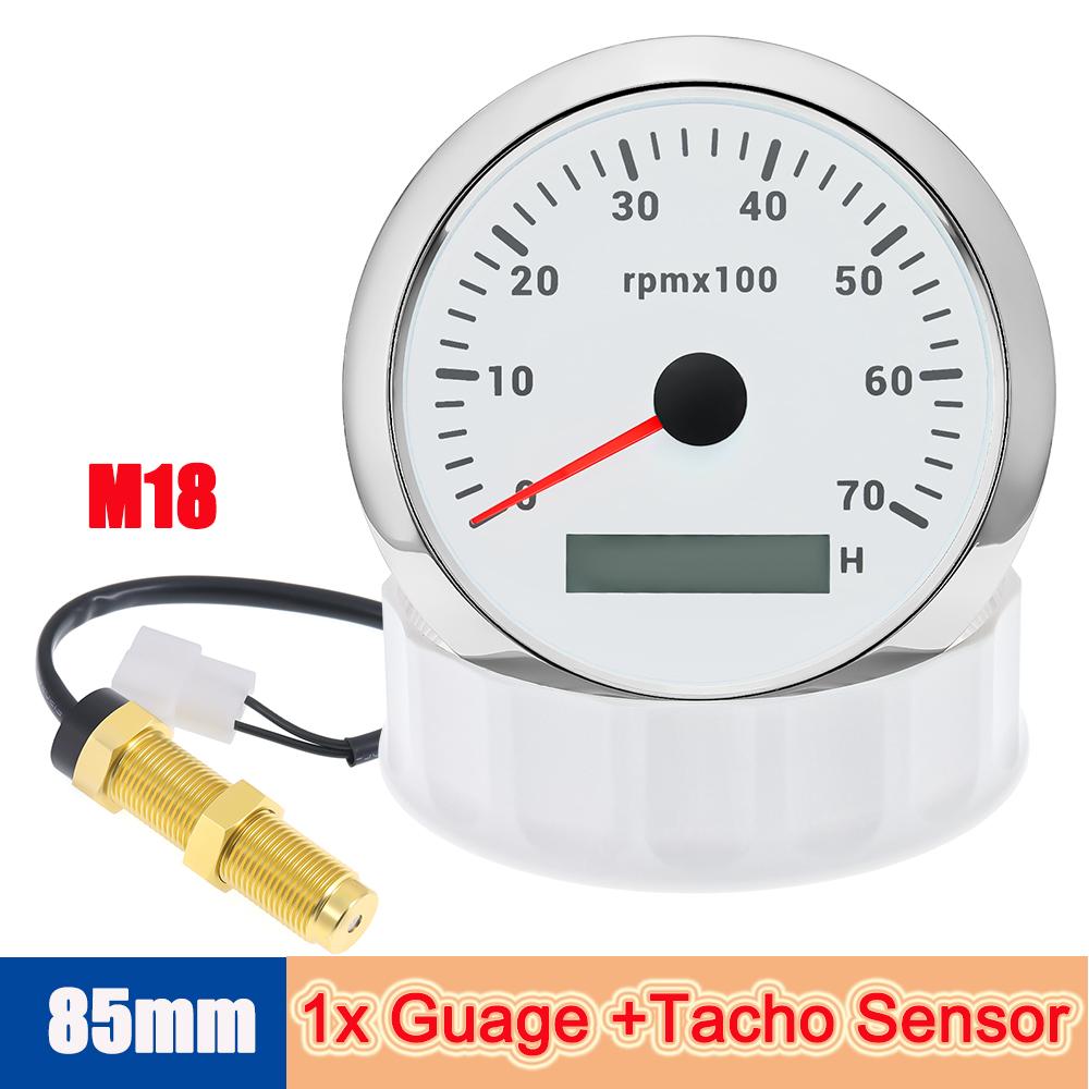 AD 85MM Auto Tachometer Red Pointer 7000 RPM Tacho Meter with LED 7Colorlight Diesel Engined Car Meter SENSOR For 1-12 Cylinders