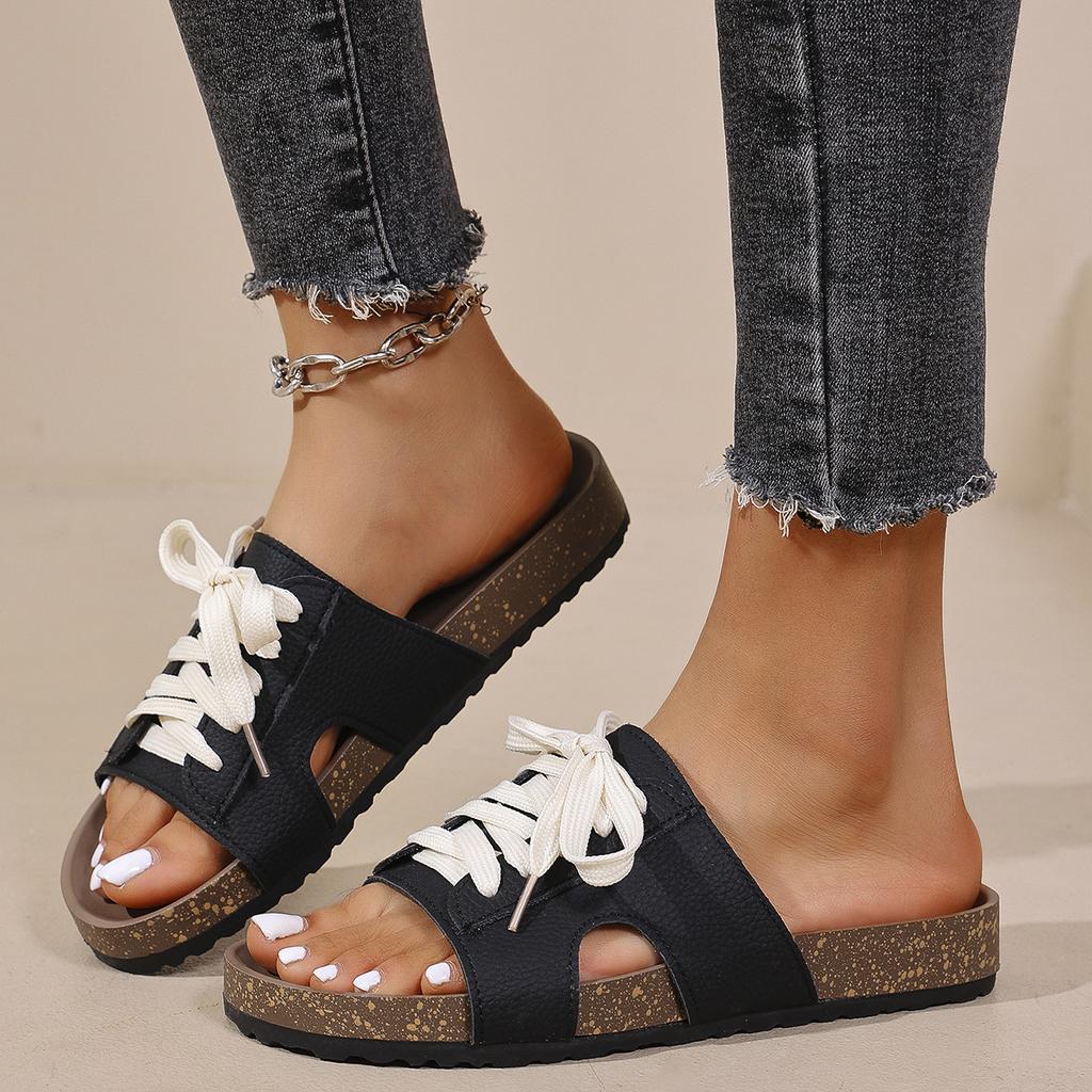 Women's Open Toe Adjustable Cross Strap Casual Sandals Fashion Hundred Thick Bottom Height Enhancement Sandal Mop