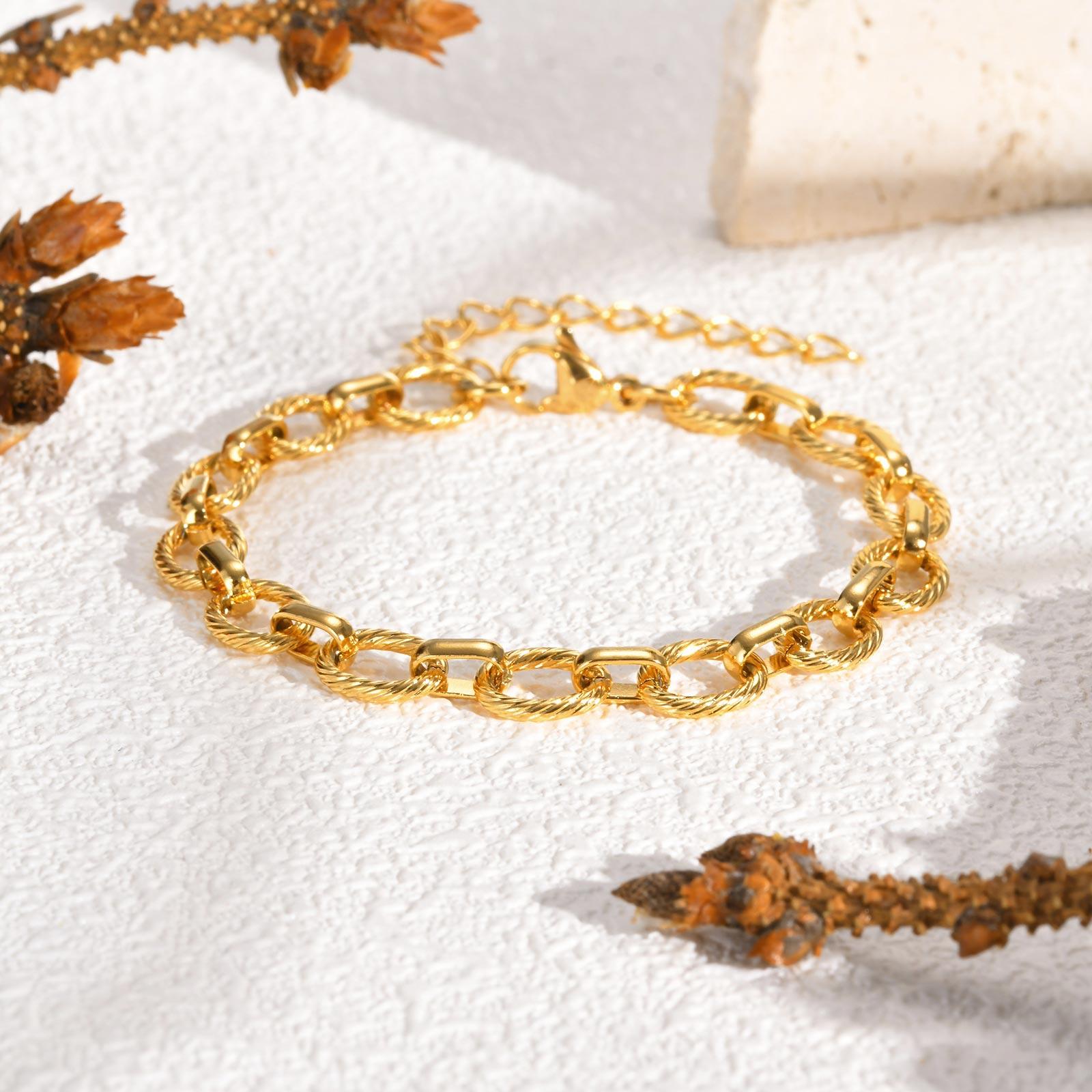 

Minimalist Handmade Chain Bracelet for Women,Stainless Steel Gold Plated Atmospheric Irregular Bracelets, Fashion Jewelry Gift