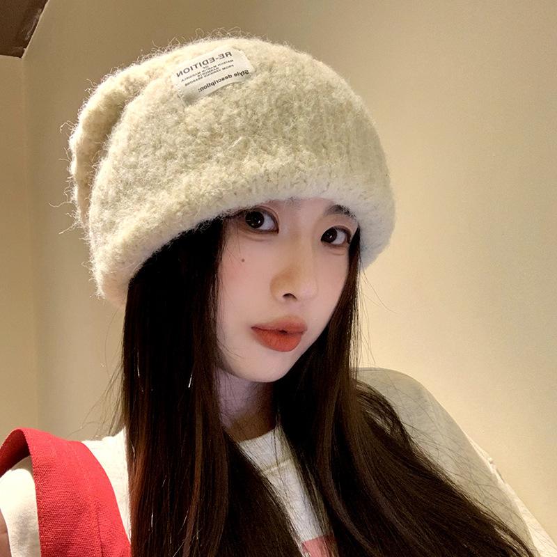 Autumn and Winter Large Head Circumference Thickened Warm Ear Protection Cold Hat Versatile Loose Pile Woolen Hat