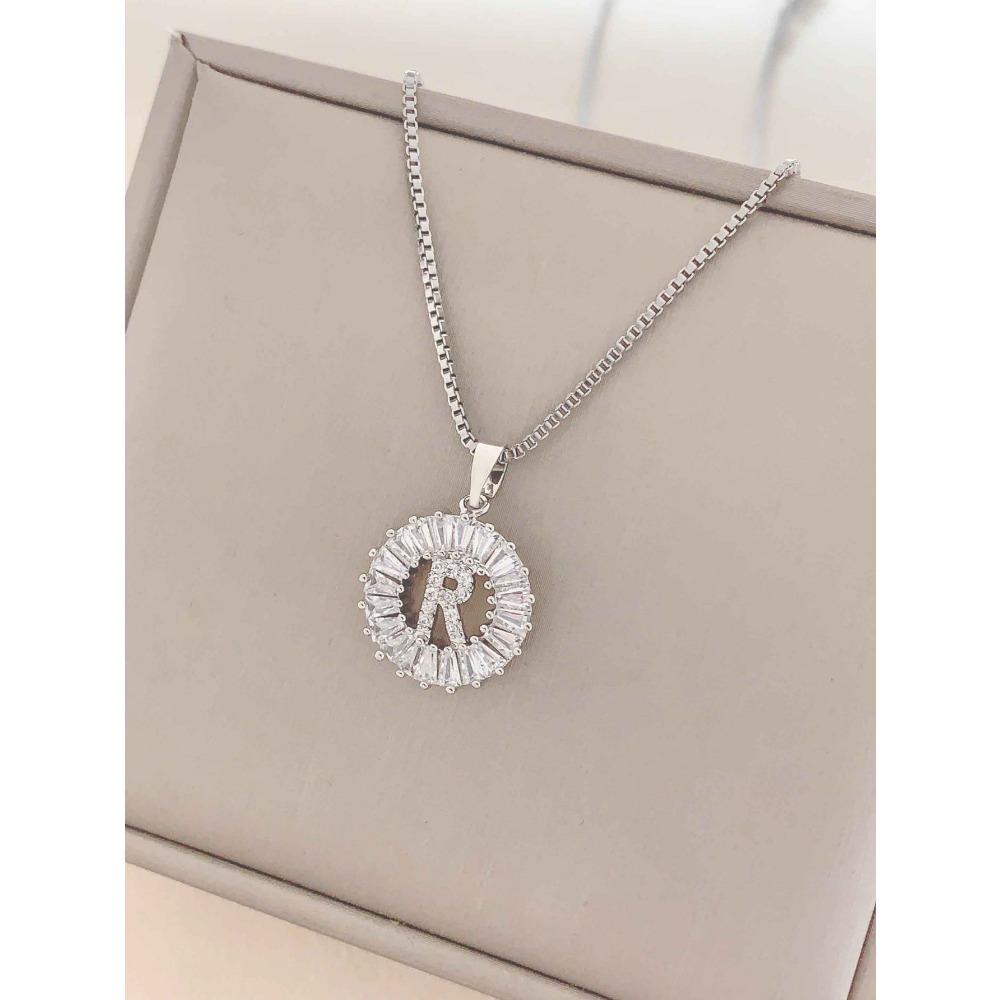 Necklace Does Not Fade, Women's Summer Square Circle Letter Necklace, Titanium Steel Necklace, Versatile High-end Clavicle Chain