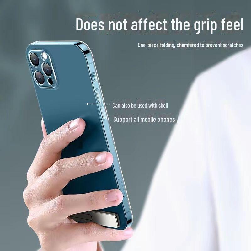 Portable Mini Foldable Phone Stand with Invisible Adhesive and Cute Pull Ring