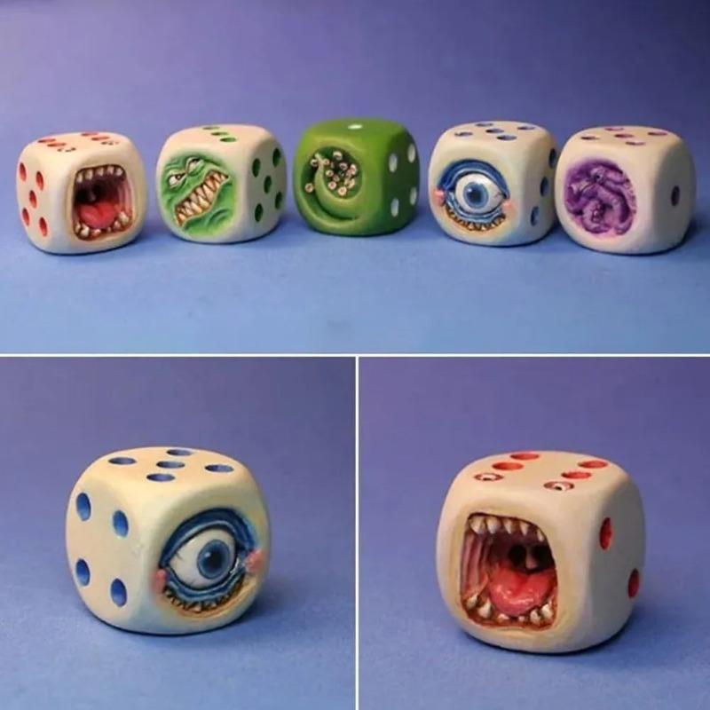 5pcs Set Monster Dice, Dungeons and Dragons Dice, Monster Dice Set for Table Games, Dungeons and Dragons Dicelings, Role Playing