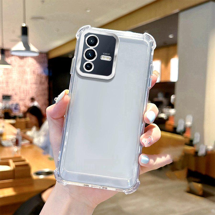 Airbag Shookproof Lens Case For Vivo Y33S Y21 Y20 Y16 Y11S Y15S Y19S Y17S Y53S Y04 Y18 Y29 Y27 Y28 Y76 Y36 Y38 5G Plating Silicone Back Clear Cover