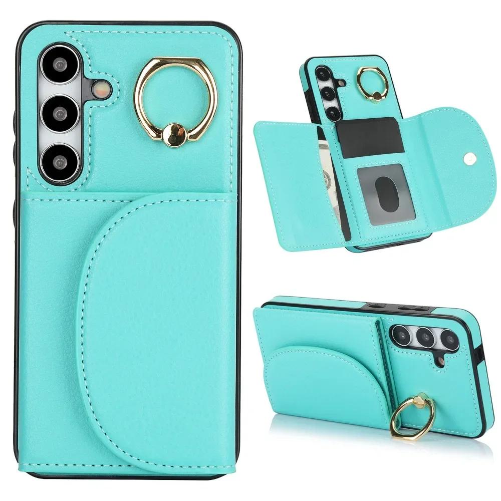 Ringständer Kartenhalter Handyhülle für Samsung Galaxy S21 S23 FE S22 S24 S25 Ultra S26 Plus A36 A15 A55 A35 A16 A56 Lederhülle