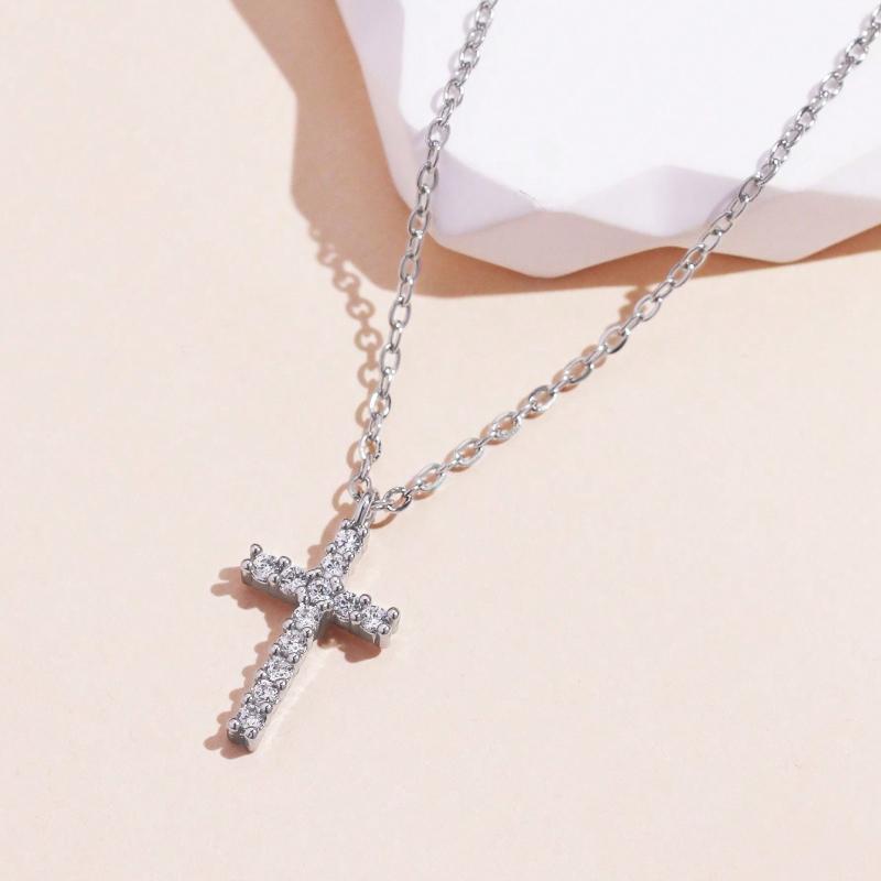

1 шт. Ожерелье с подвеской в виде креста из кубического циркония, медная бижутерия one-size