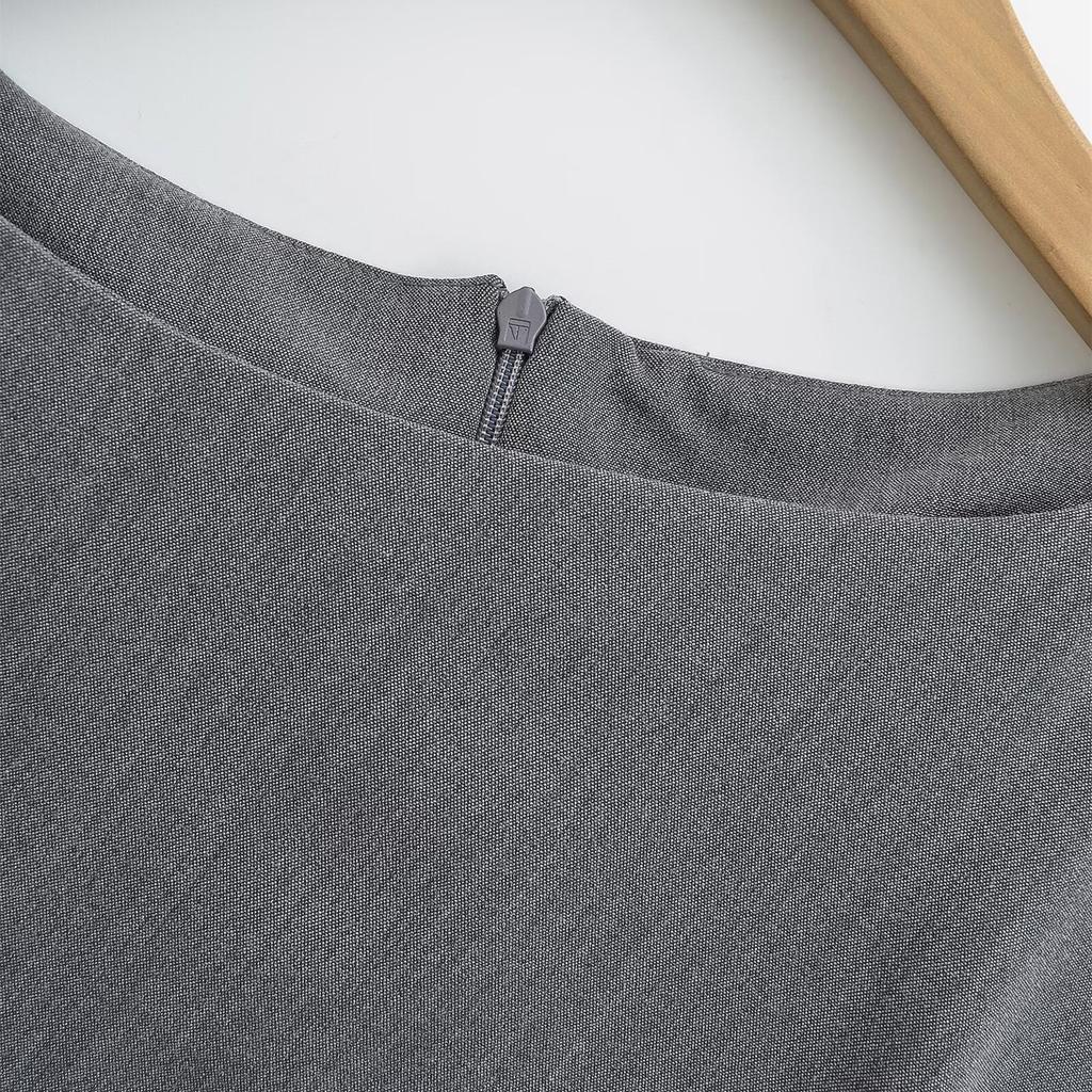 2025 Spring Women's Slim Waist Pleated Midi Dress