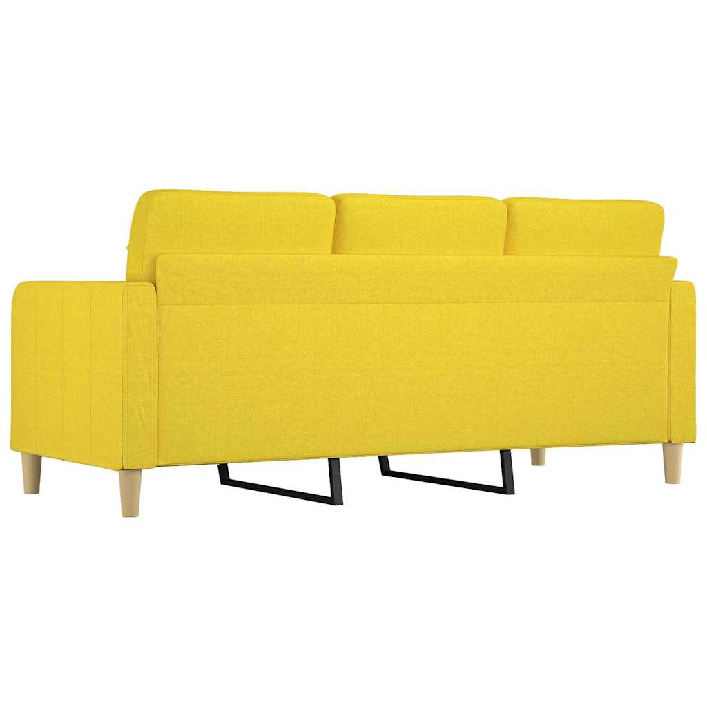 3 Seater Sofa Light Yellow 180 Cm Fabric