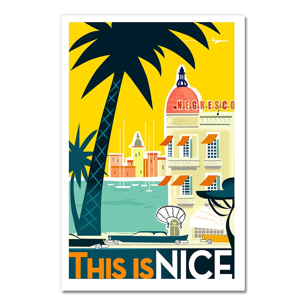 Provence Nice France Pop Art Travel Canvas Painting Vintage Wall Kraft Posters Coated Wall Sticker Home Decor Picture Gift