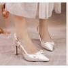 Fashion Women Pumps White Wedding Shoes Bride Luxury Satin Butterfly-knot Pointed Toe Adjustable Slingback Heels Elegant Women Heels