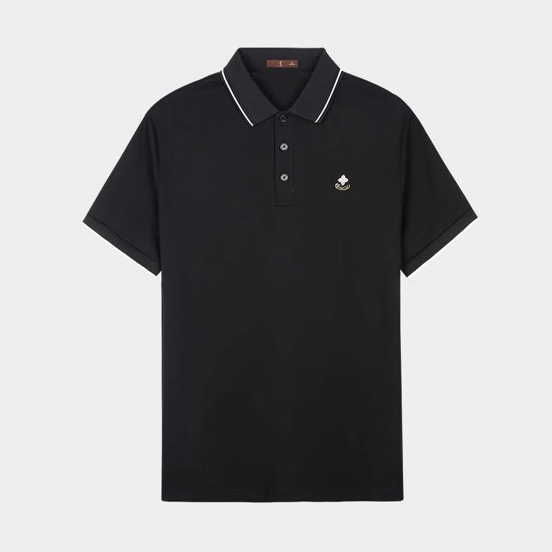 TRIES Men's Jacquard Lapel Short Sleeve Polo Shirt