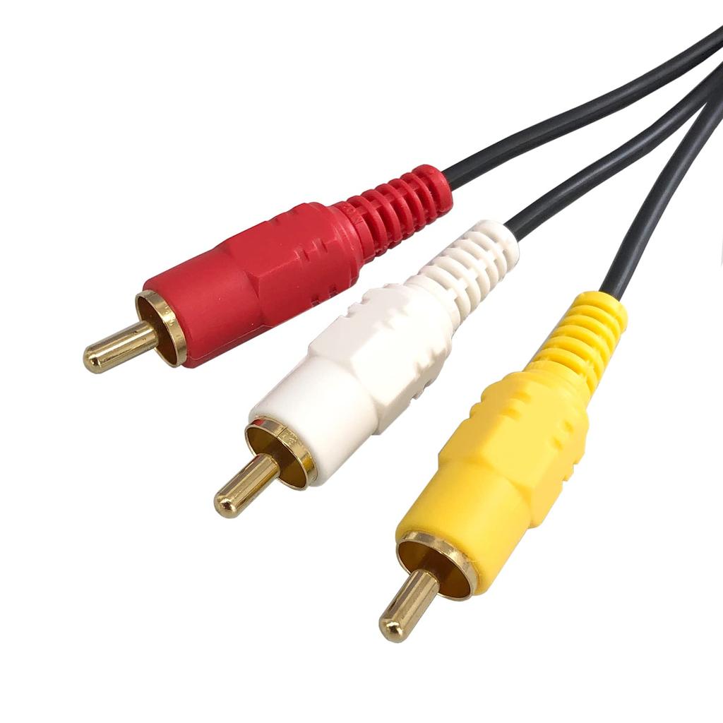 Fuji Parts AV Pin Plug To RCA X 3 To Mini Plug Cable, 4-Pole (L-Shaped), 5m, FVC-129C