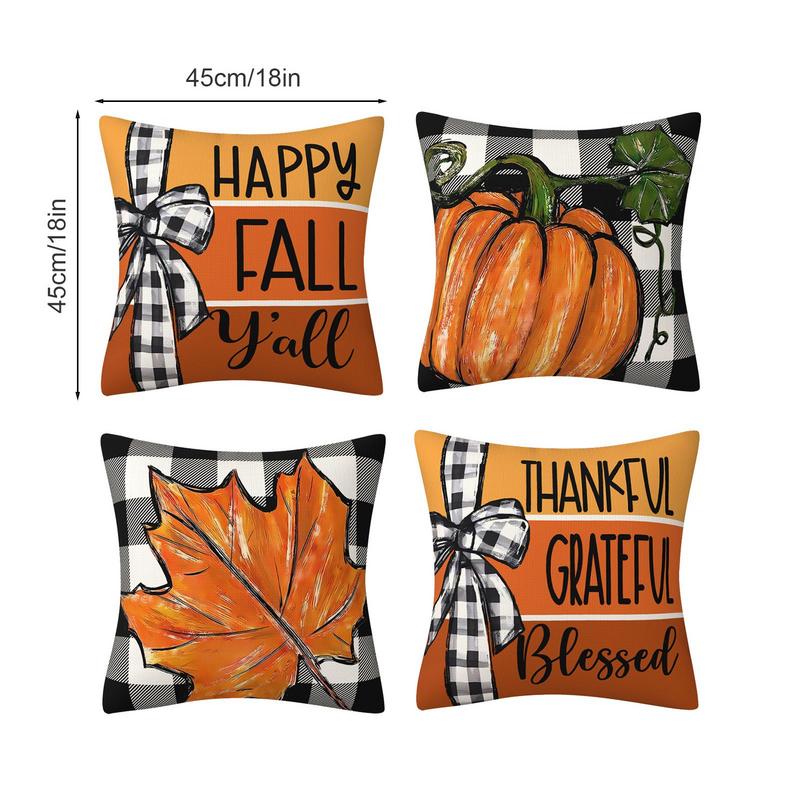 Decorations Throw Pillowcases Decorative Fall Pillowcases Set Of 4 Home Pumpkins Decor For Yard Garden Offices Home Cars Patio