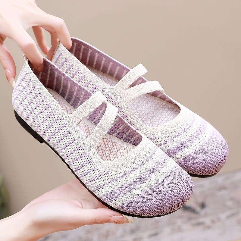 Alte Nord-Stoffschuhe Damen flachsohlige vielseitige Einzelschuhe flachmündig flachabsätzig Mutterschuhe atmungsaktiv weichsohlig extra groß Damen