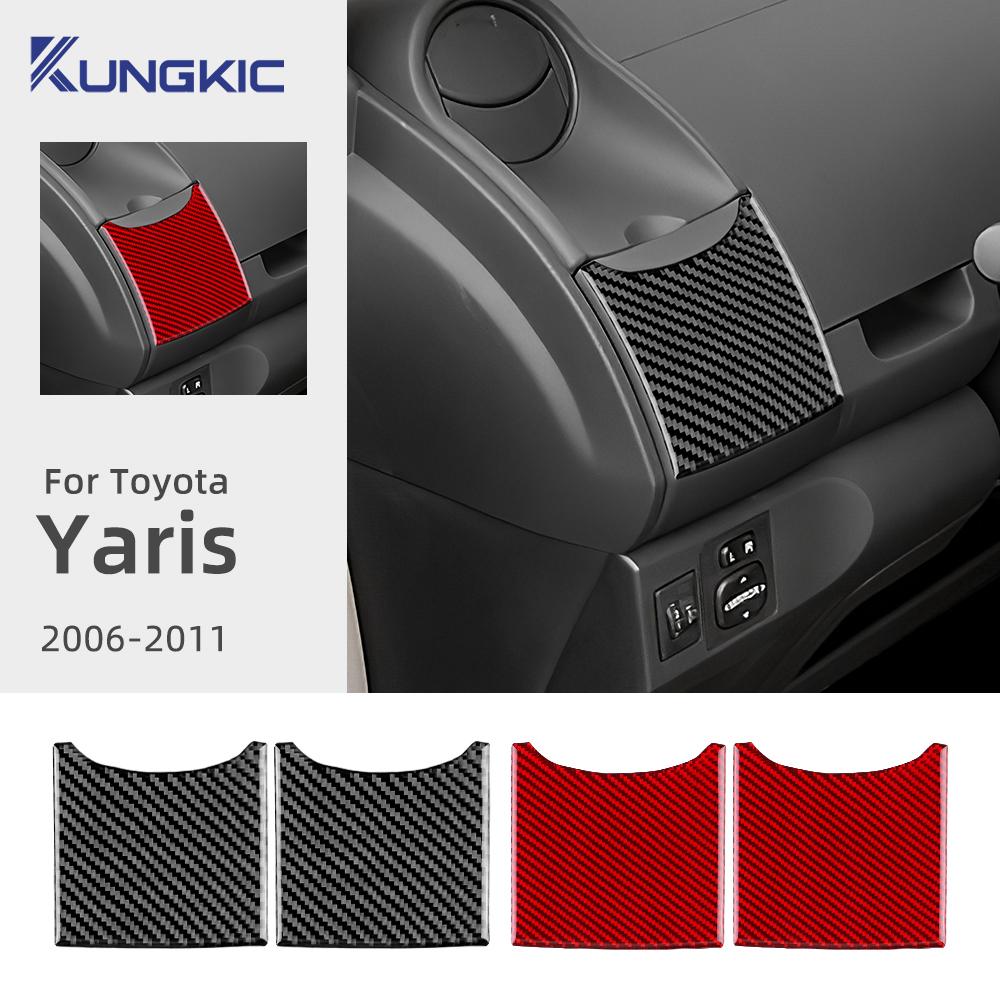 Carbon Fiber Dashboard Trim Kit for Toyota Yaris 2006-2011, Center Console & Panel Accents, Black/Red