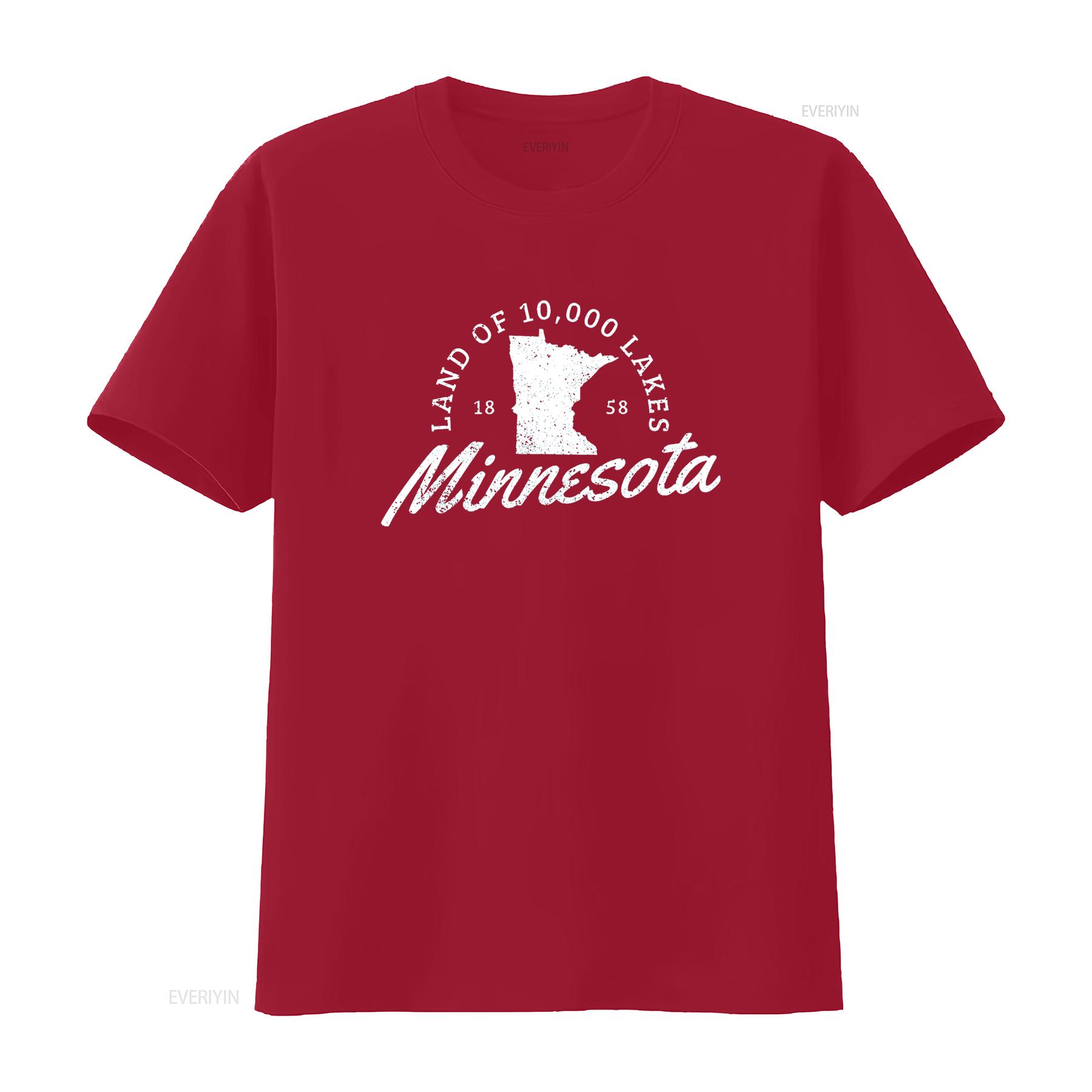 Minnesota Land Of The 10000 Lakes State Map Souvenir T Shirt vintage Washed Stylish Stretched Casual Comfortable Slightly S